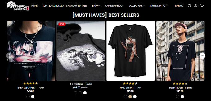 design luxury anime clothing shopify website boutique fashion dropshipping store