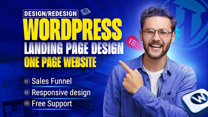 do wordpress landing page, one page website, wordpress website, sales funnel