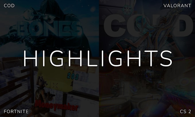 edit your highlights in valorant, cs2, fortnite, cod and free thumbnail