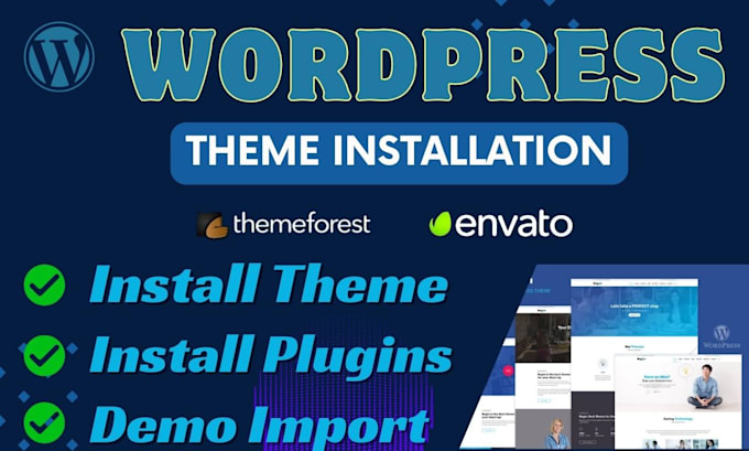 install wordpress theme plugins and demo import customize themeforest template