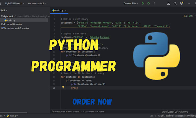 develop python script, python programming task, python coding, python projects