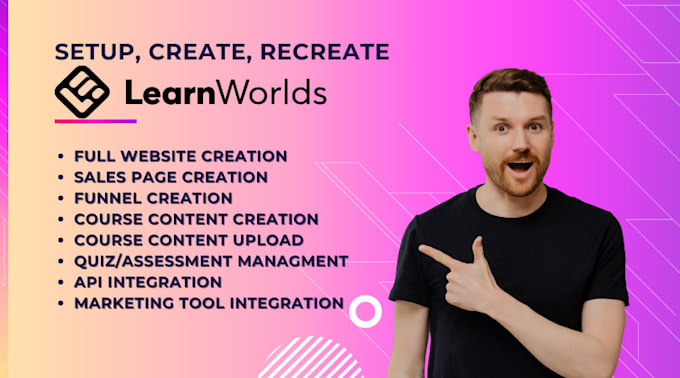 design and setup your learnworlds, kajabi, or thinkific course website