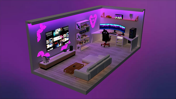 create a 3d isometric room designs