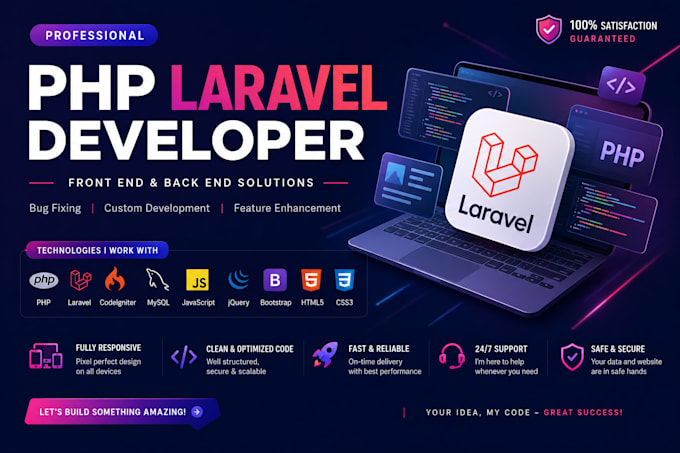 both frontend developer backend developer PHP laravel website and wordpress