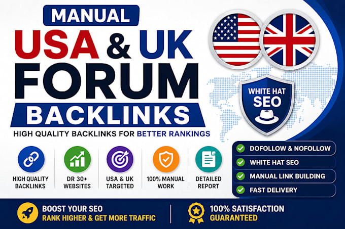 build manual USA and UK forum backlinks for SEO