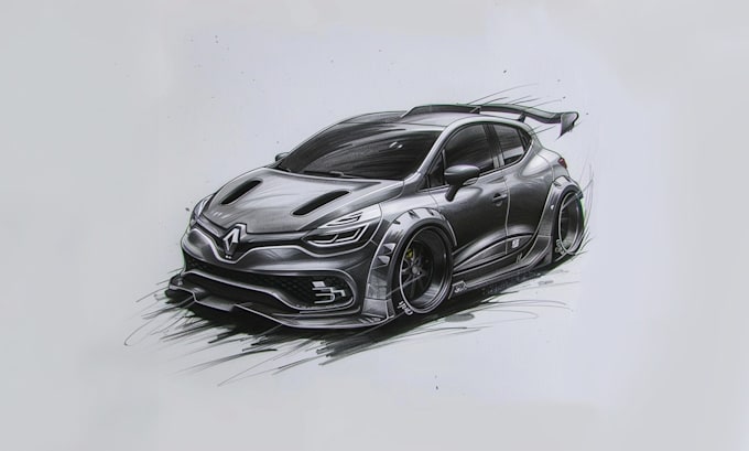 sketch a car or vehicle design concept using digital drawing