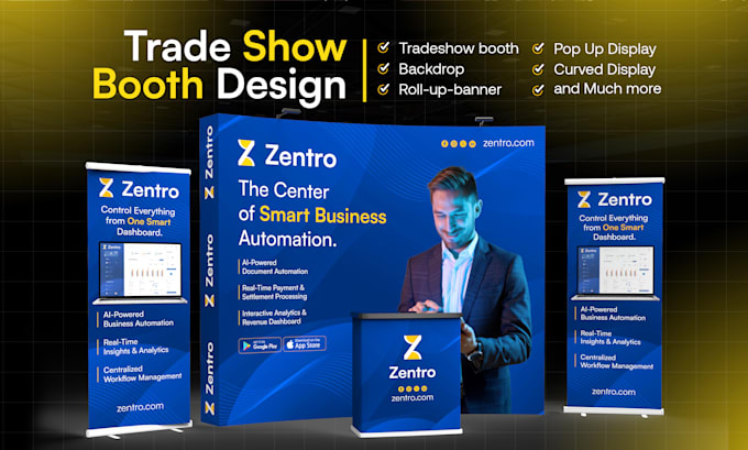 design trade show booth, backdrop exhibition stand graphics for your trade fair