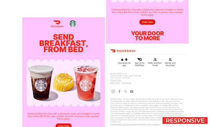 design and develop a responsive HTML email template