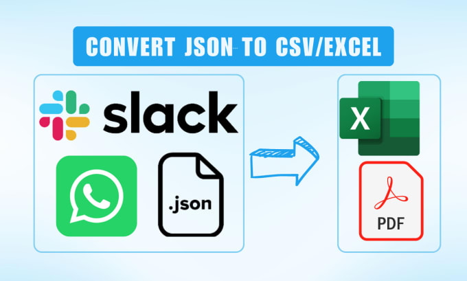 convert json to CSV excel, slack, whatsapp chats data conversion