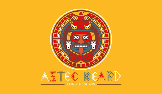 do design prehispanic aztec beard and mexican logo