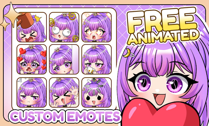 custom twitch emotes, discord emoji, sub badges, and animated for stream