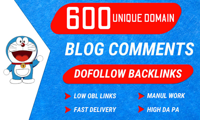 do 600 unique domain blog comment dofollow SEO backlinks on high da