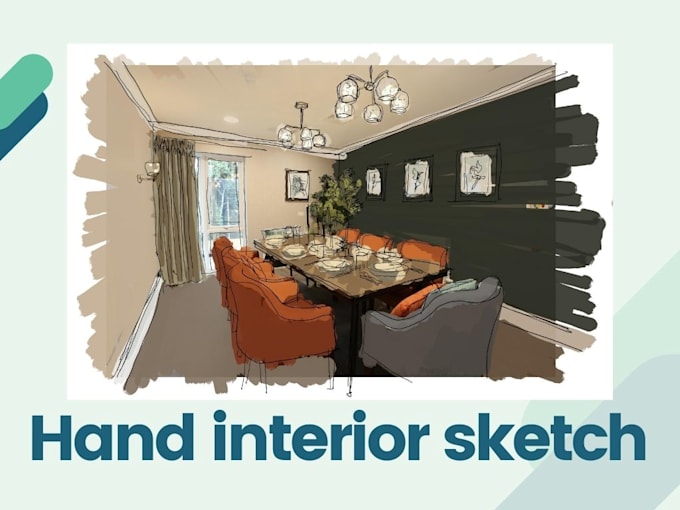 hand sketch an interior in a digital style