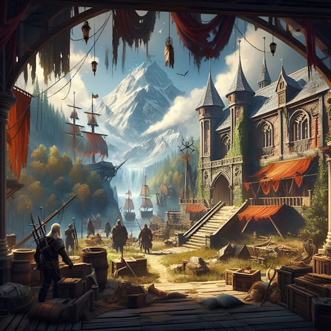 make a game scene concept art illustration for you