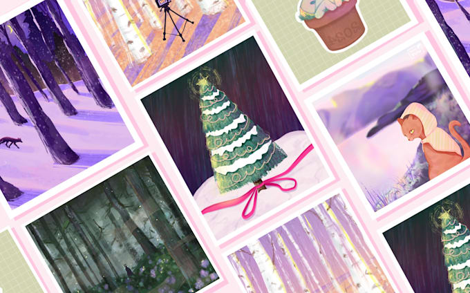 illustrate an unique custom greeting card or postcard