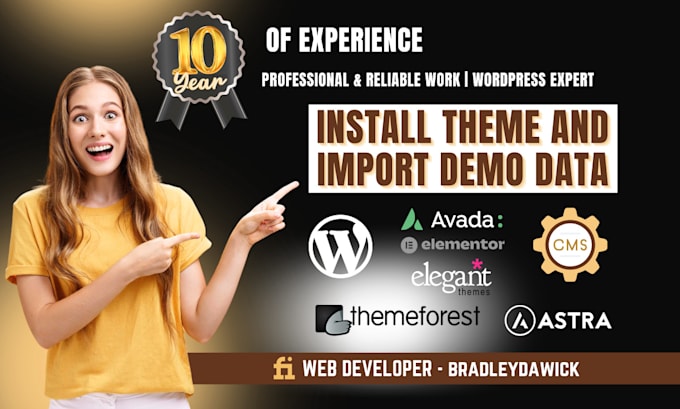 install wordpress theme or plugin and import demo data