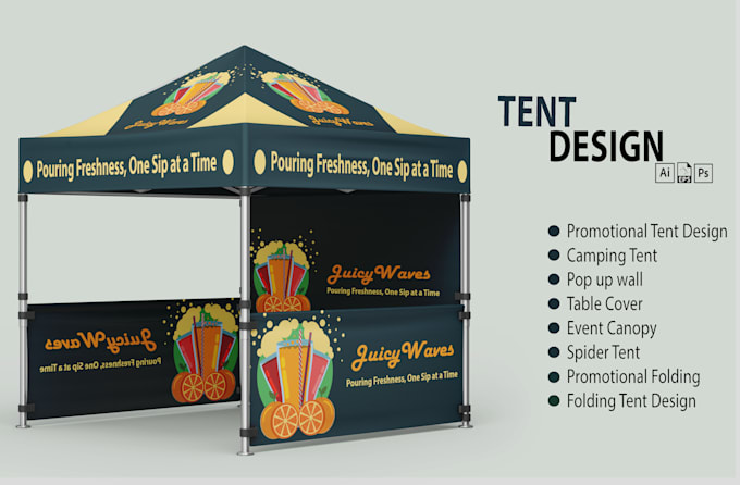 design custom canopy tent backdrop and feather flag
