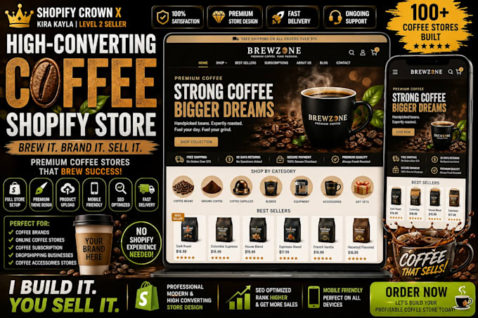 design a stunning coffee shopify store that attracts customers and drives sales