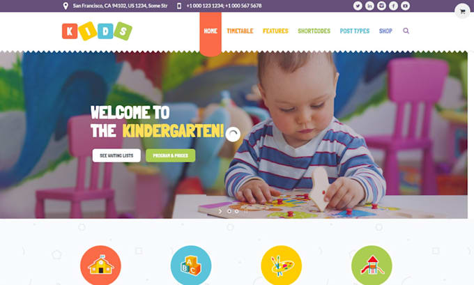 create kindergarten website, preschool website and daycare website