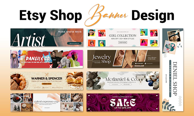 design professional banner, etsy branding kit, ecommerce banner design