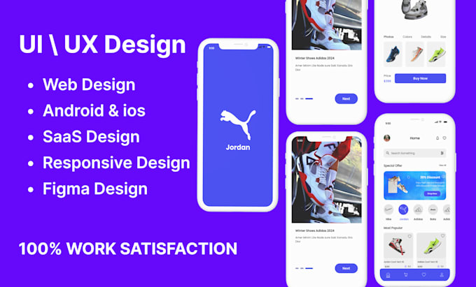 design web ,android ,ios , saas and responsive app uxui design in figma