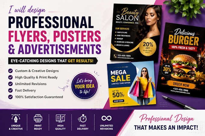 design professional flyers, posters and advertisements