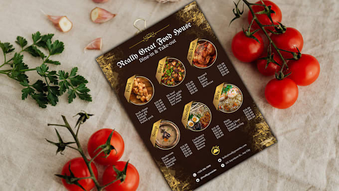 design a modern restaurant menu