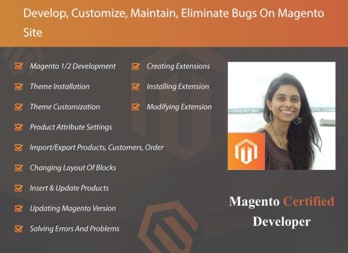 develop, customize, maintain, eliminate bugs on magento site