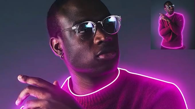 Neo Photo Effect Create glowing lines on portrait image, neo light effect, cyborg image ...