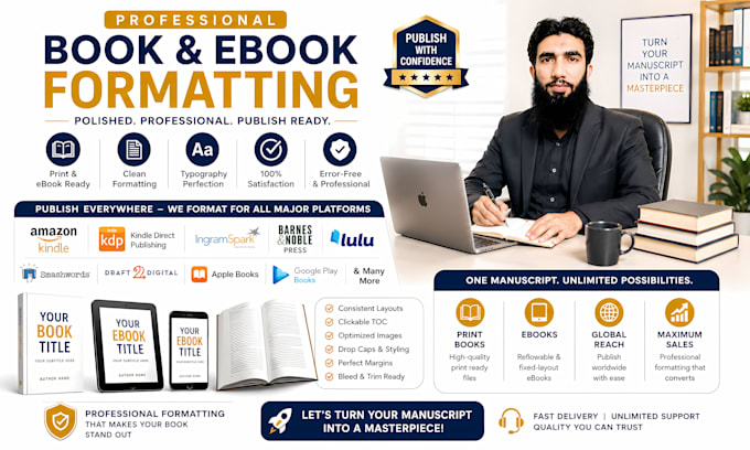 do ebook formatting, interior book formatting for amazon KDP and ingramspark