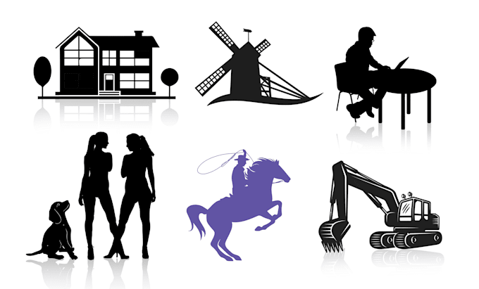 draw vector silhouette and stencil illustration and object