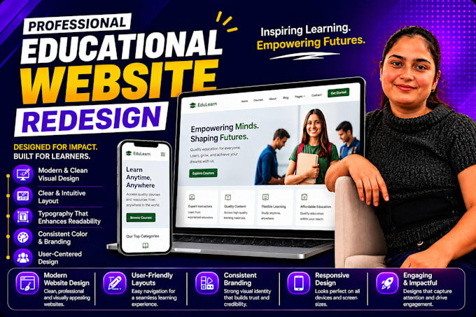 design responsive education website UI UX