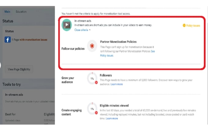 do facebook page monetization issues remove in 40minutes