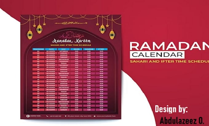 design ramadan calendar, islamic calendar, or timetable