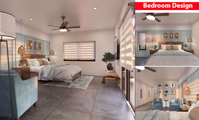 design a stunning 3d bedroom with realistic renderings