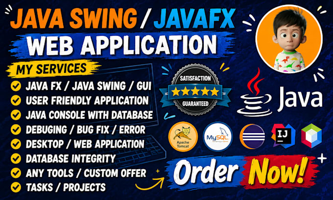 do java, swing, javafx, jsp, servlet, console projects and fix bugs with jdbc