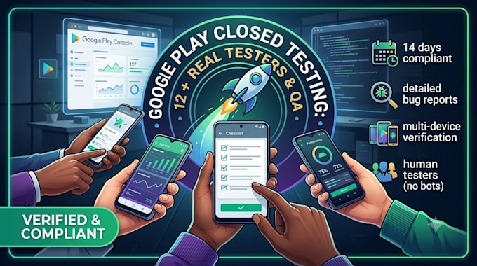 get you 12 testers for google play closed testing and production access