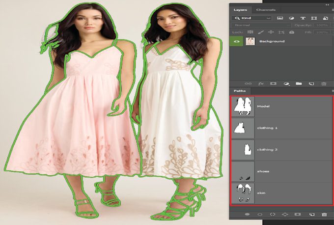 do adobe photoshop multi color clipping path or image separate layer mask work