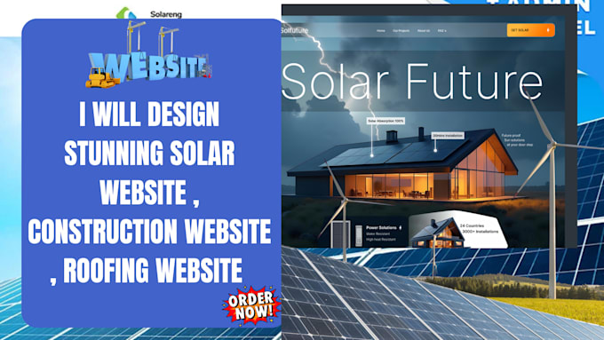 design solar website , roofing , construction, hvac website, solar website