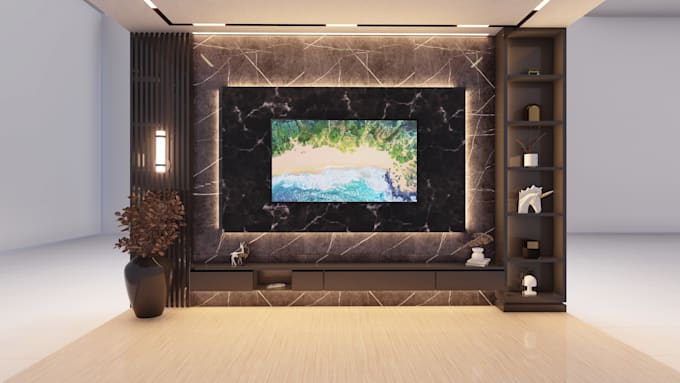 do TV wall,  tv cabinets  ,media wall and rendering