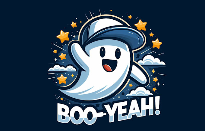 design creative happy ghost mascot logo for you in 12 hours