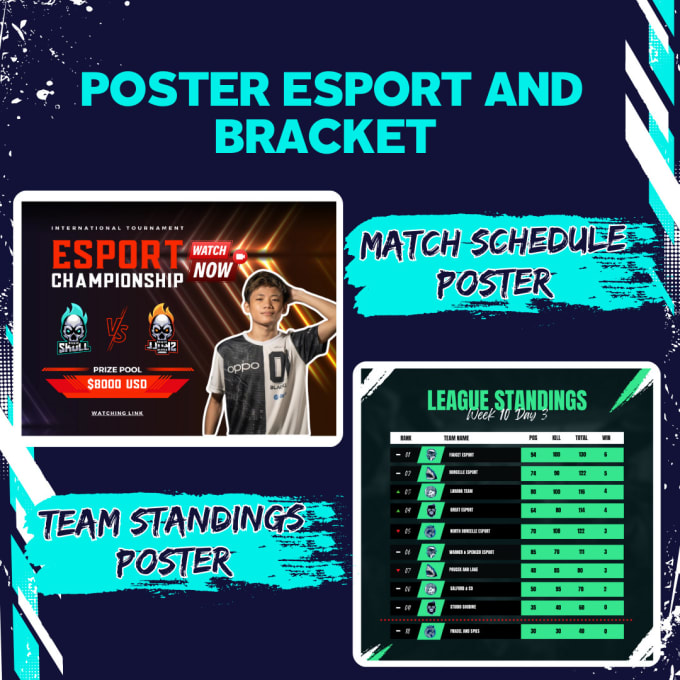 professionally design esports tournament posters and bracket