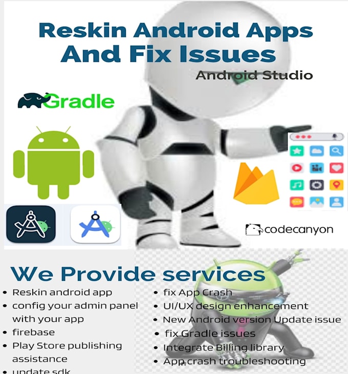 reskin and redesign android app, codecanyon app or create new app for you