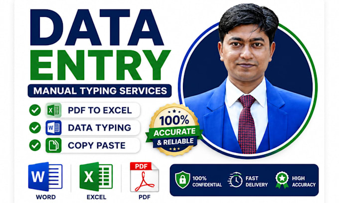 do data typing, manual typing, and excel data entry