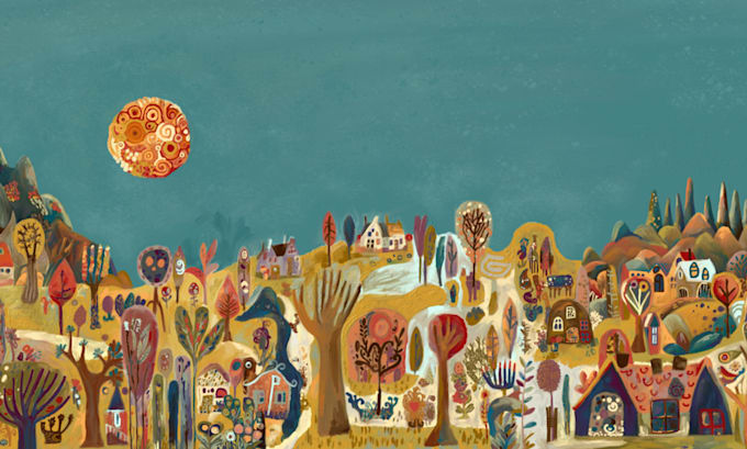 create unique hand painted illustration for your project