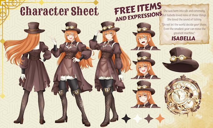 draw character or reference sheet for your character in anime style
