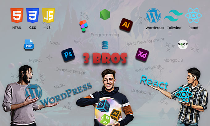 actually, we will design and develop graphics wordpress mern