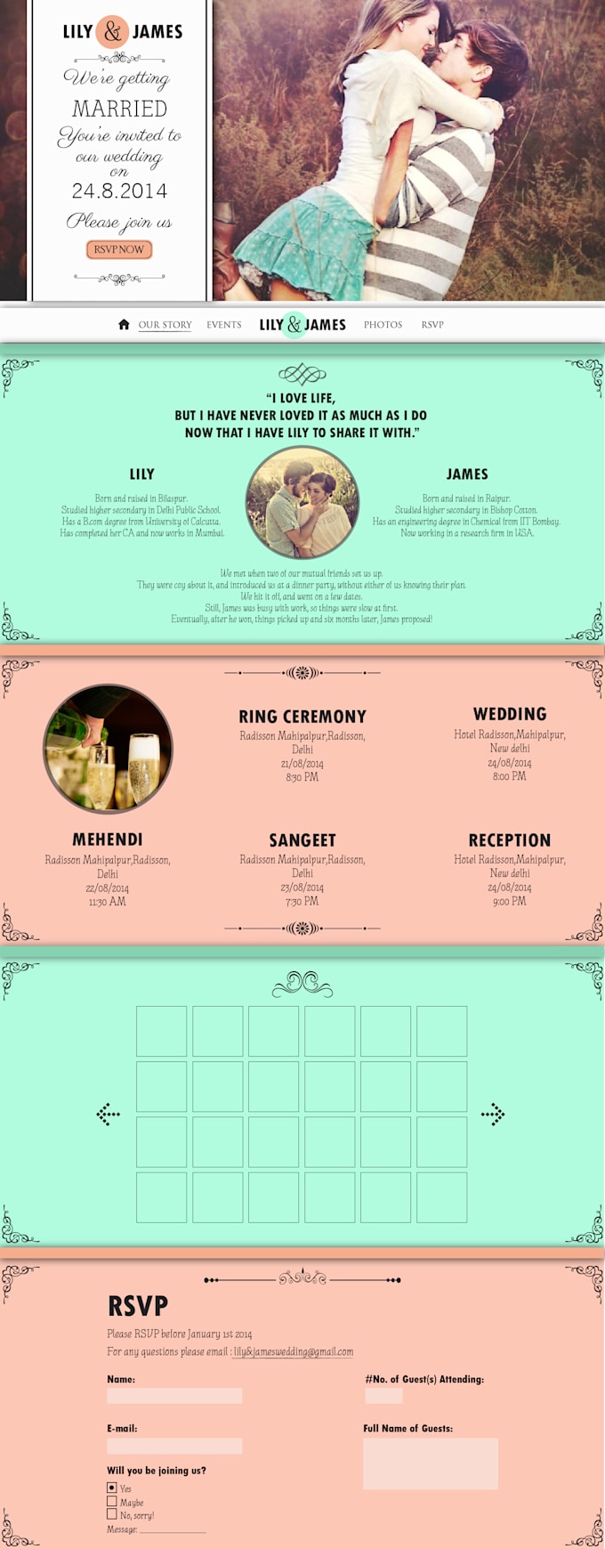 create wedding website design or webpage design