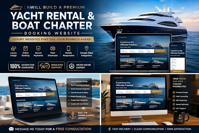 build a premium yacht rental, boat charter booking website