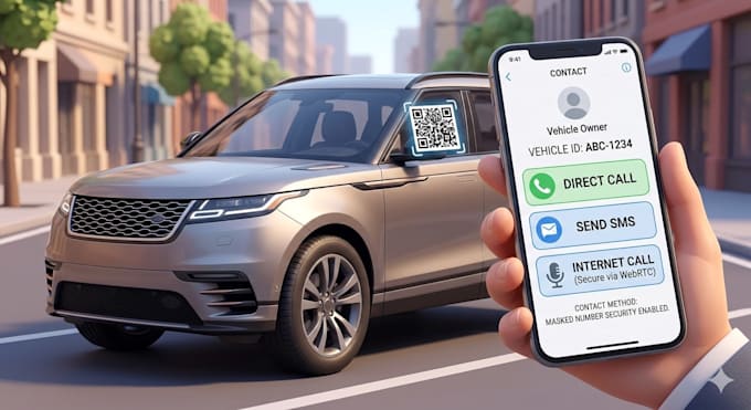 build secure qr scan to contact car owner system